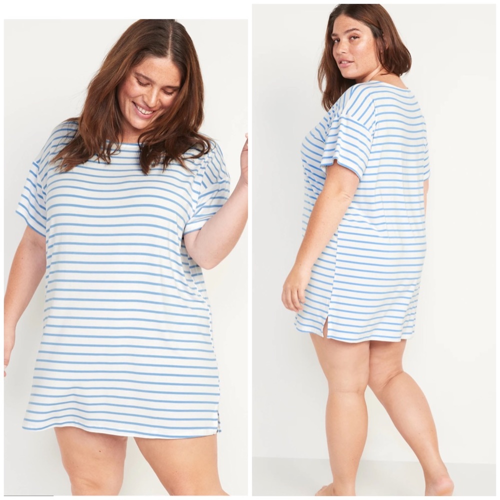Nightgown Old Navy Sunday Sleep white with blue stripes XXL Tall